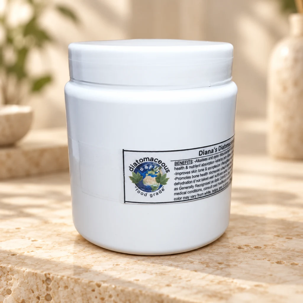 Diatomaceous Earth Food Grade Loose Powder — Diana's product in a warm stone editorial setting
