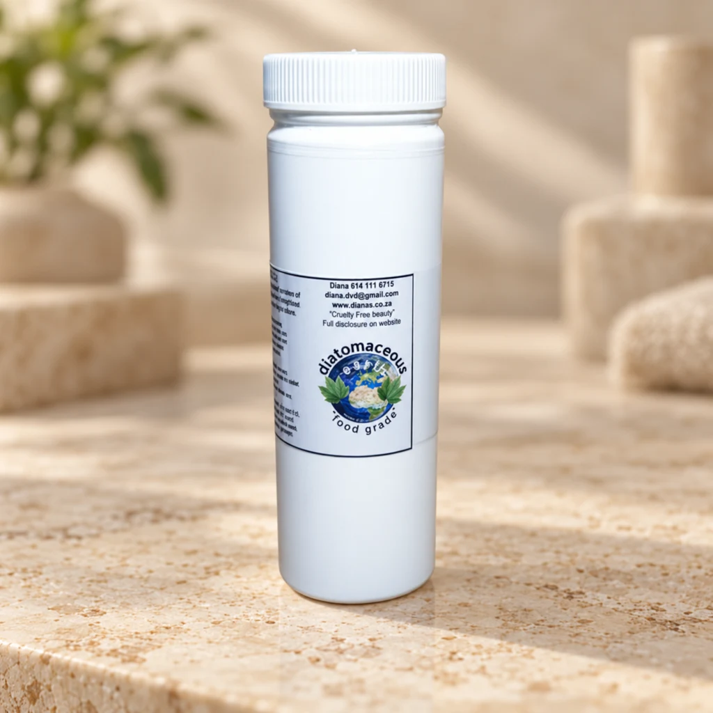 Diatomaceous Earth Food Grade Powder Shaker — Diana's product in a warm stone editorial setting