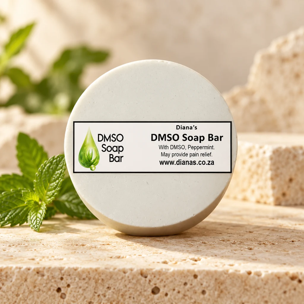 DMSO Soap Bar — Diana's product in a warm stone editorial setting
