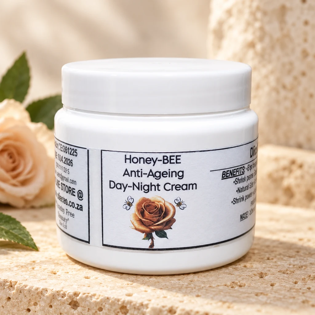 Honey-BEE Anti-Ageing Day-Night Cream — Diana's product in a warm stone editorial setting