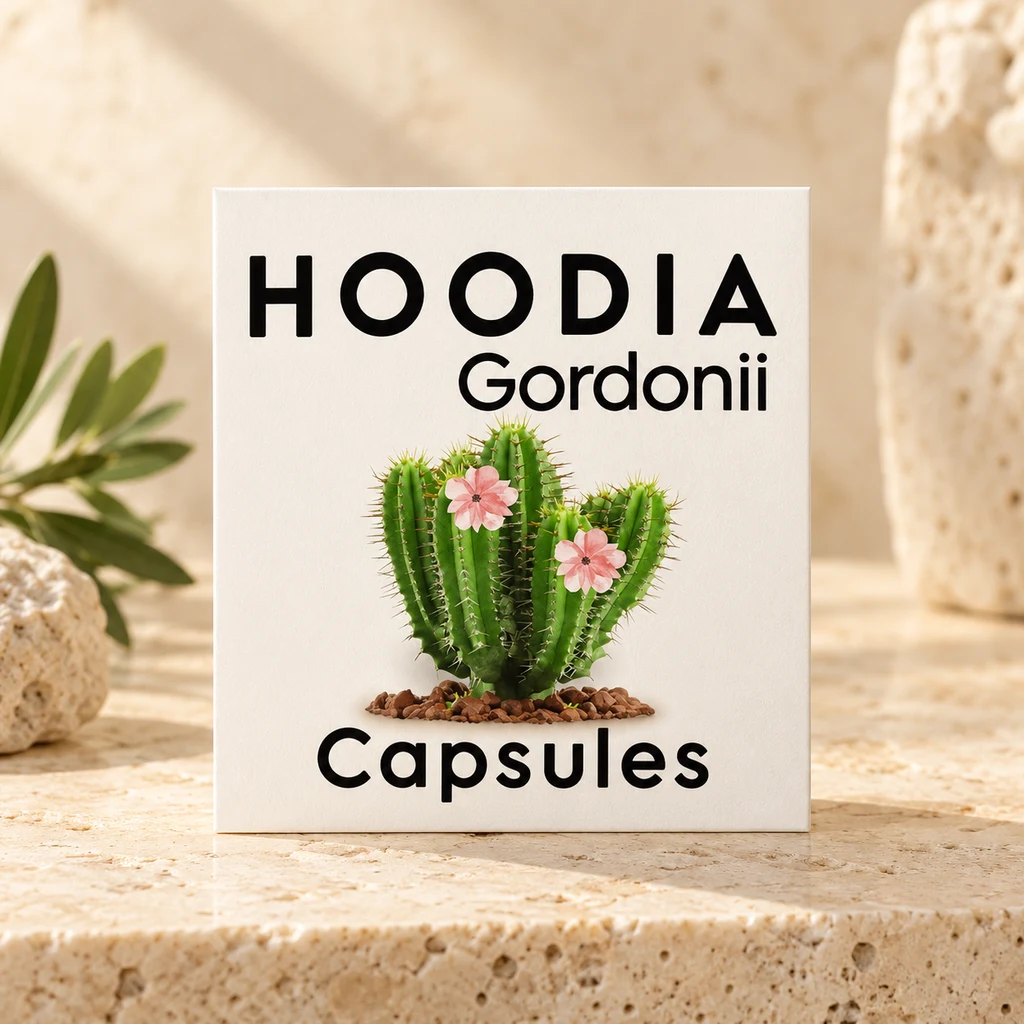 Hoodia Gordonii 600mg “Vegan” Capsules – 75’s — Diana's product in a warm stone editorial setting