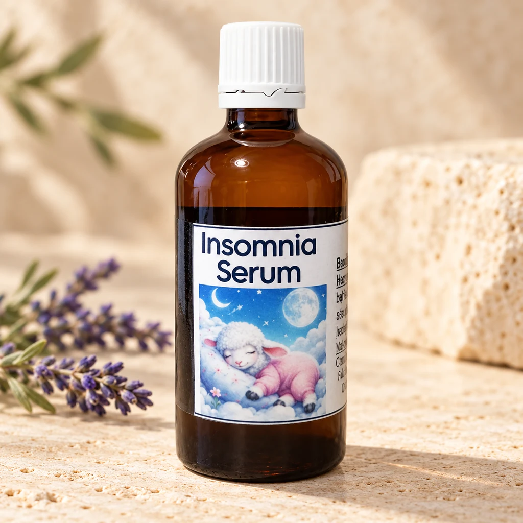 Insomnia Support Serum — Diana's product in a warm stone editorial setting