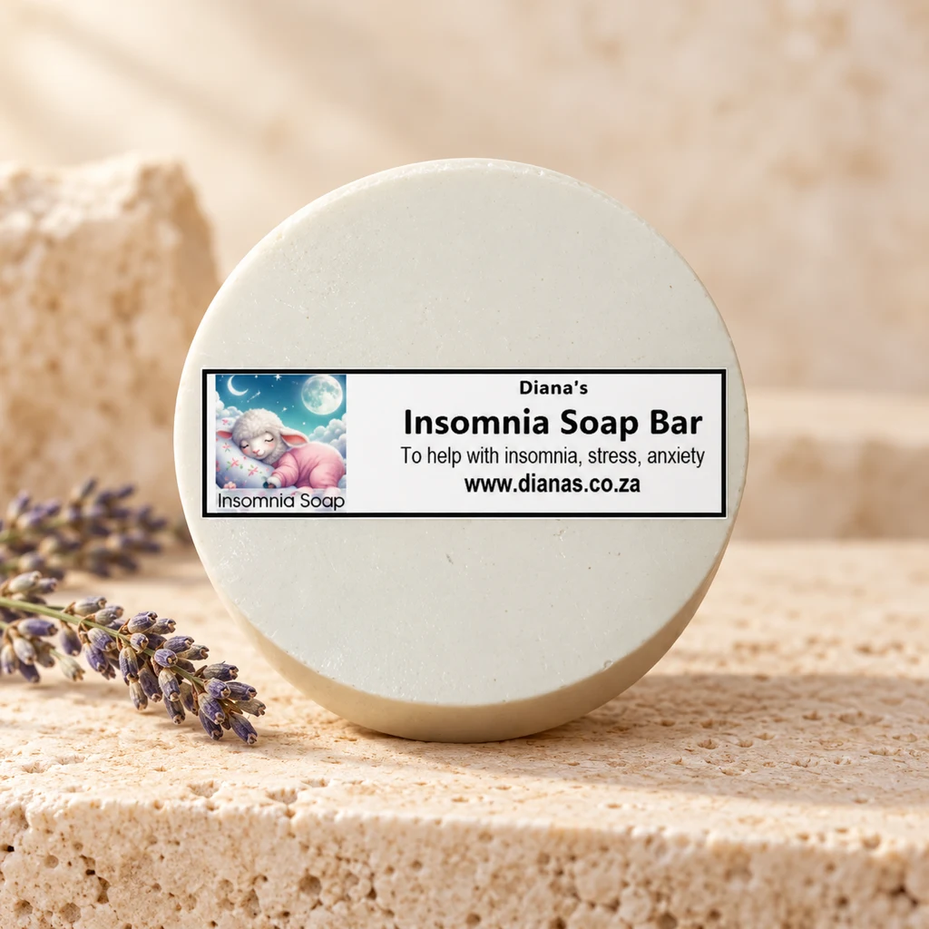Insomnia Support Soap Bar — Diana's product in a warm stone editorial setting