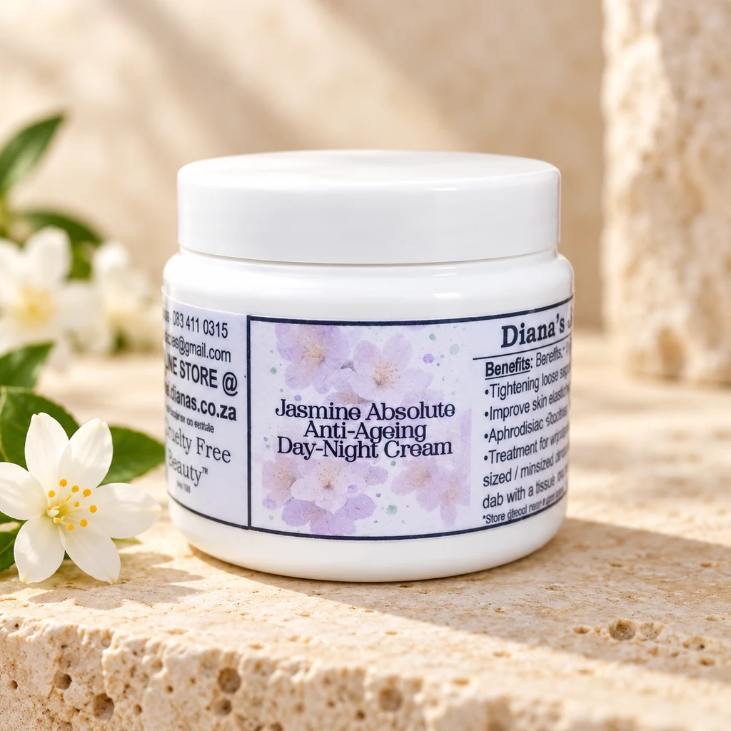 Jasmine Absolute Anti-Ageing Day-Night Cream — Diana's product in a warm stone editorial setting