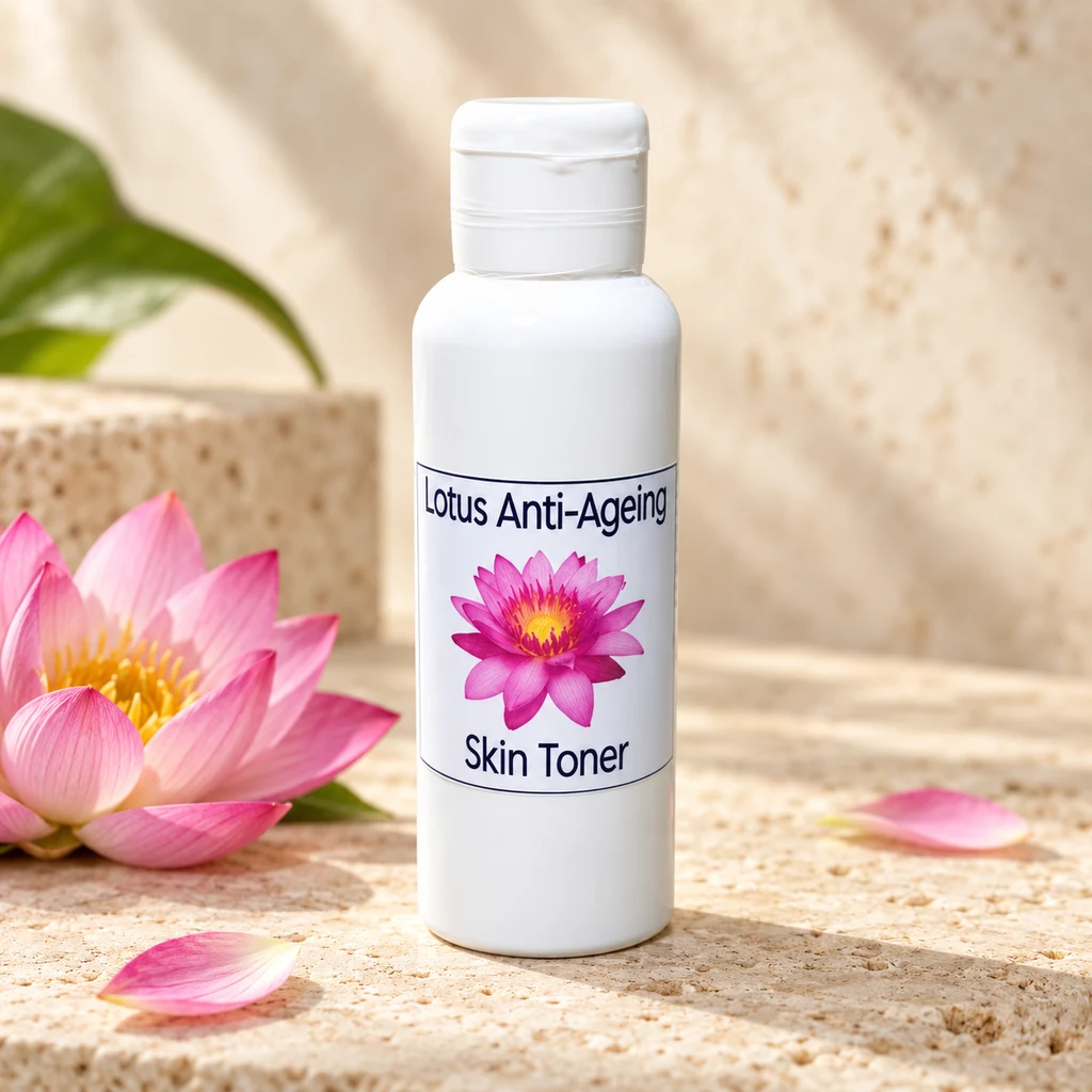 Lotus Anti-Ageing Skin Toner — Diana's product in a warm stone editorial setting