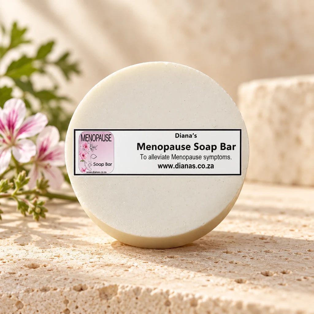 Menopause Support Soap Bar — Diana's product in a warm stone editorial setting