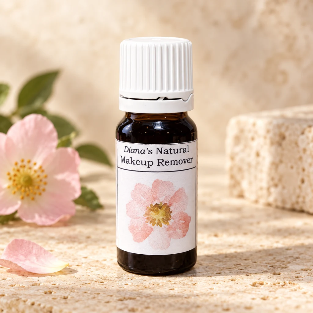 Natural Makeup Remover — Diana's product in a warm stone editorial setting