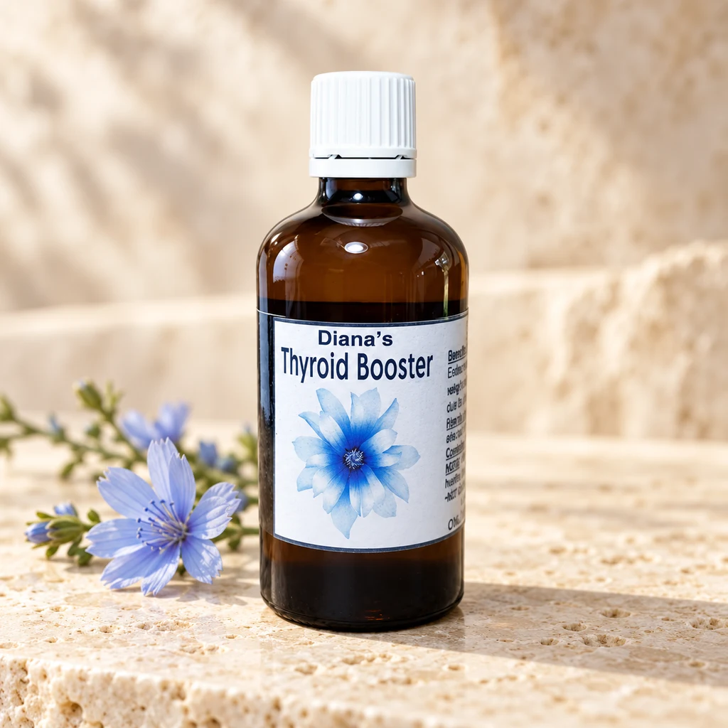 Thyroid Support — Diana's product in a warm stone editorial setting