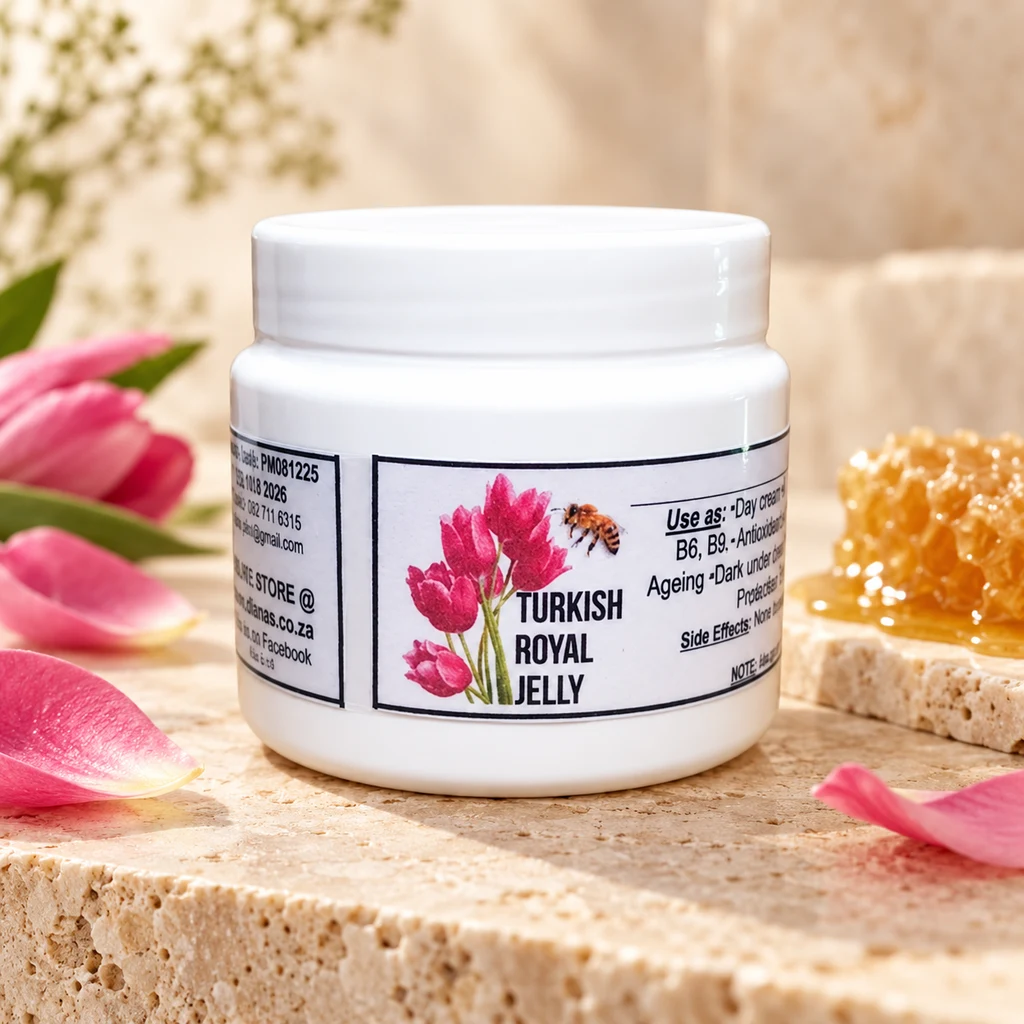 Turkish Royal Jelly Anti-Ageing Day-Night Cream — Diana's product in a warm stone editorial setting