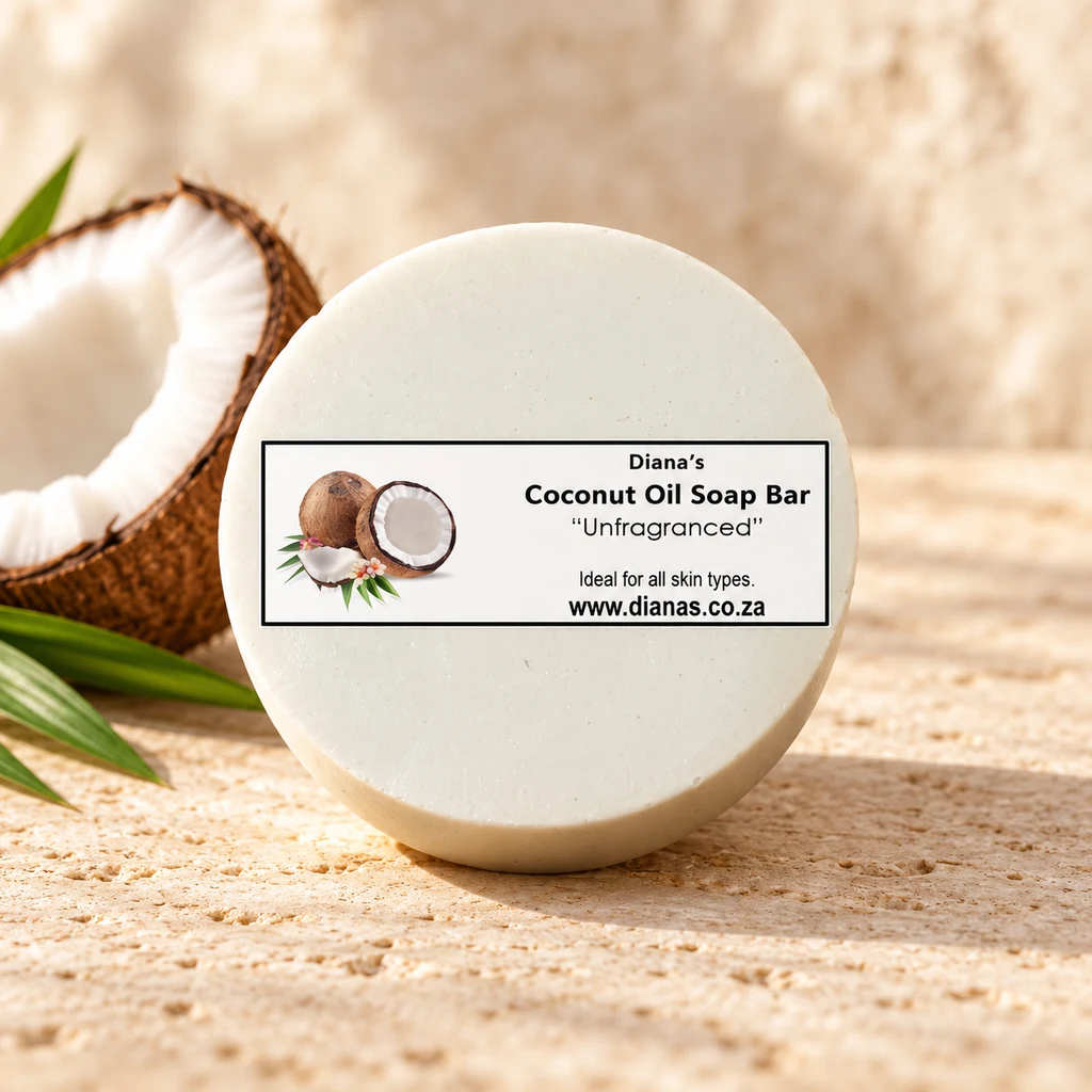 Coconut Oil Unfragranced Soap Bar — Diana's product in a warm stone editorial setting