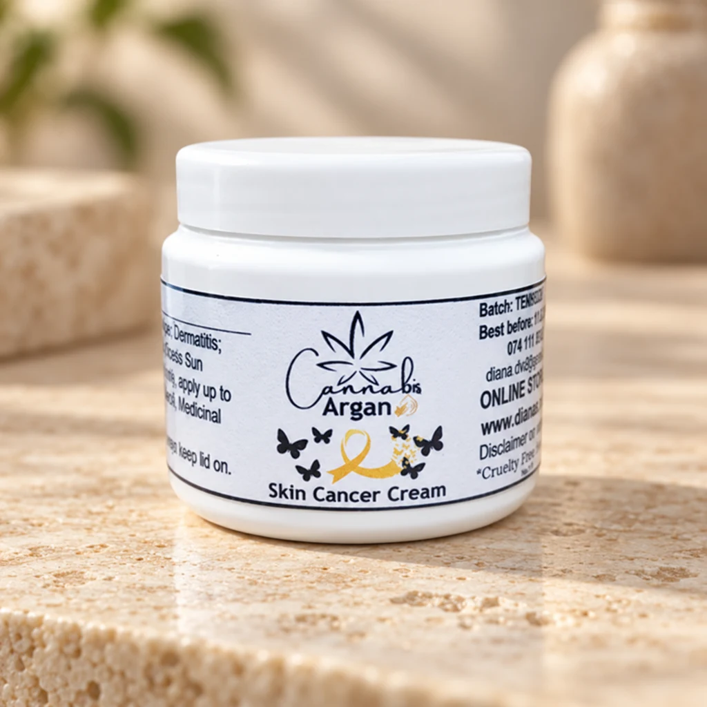 CAN-Argan Skin Cream — Diana's product in a warm stone editorial setting