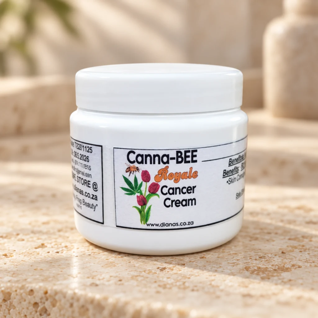 CAN-BEE Royale Skin Cream — Diana's product in a warm stone editorial setting