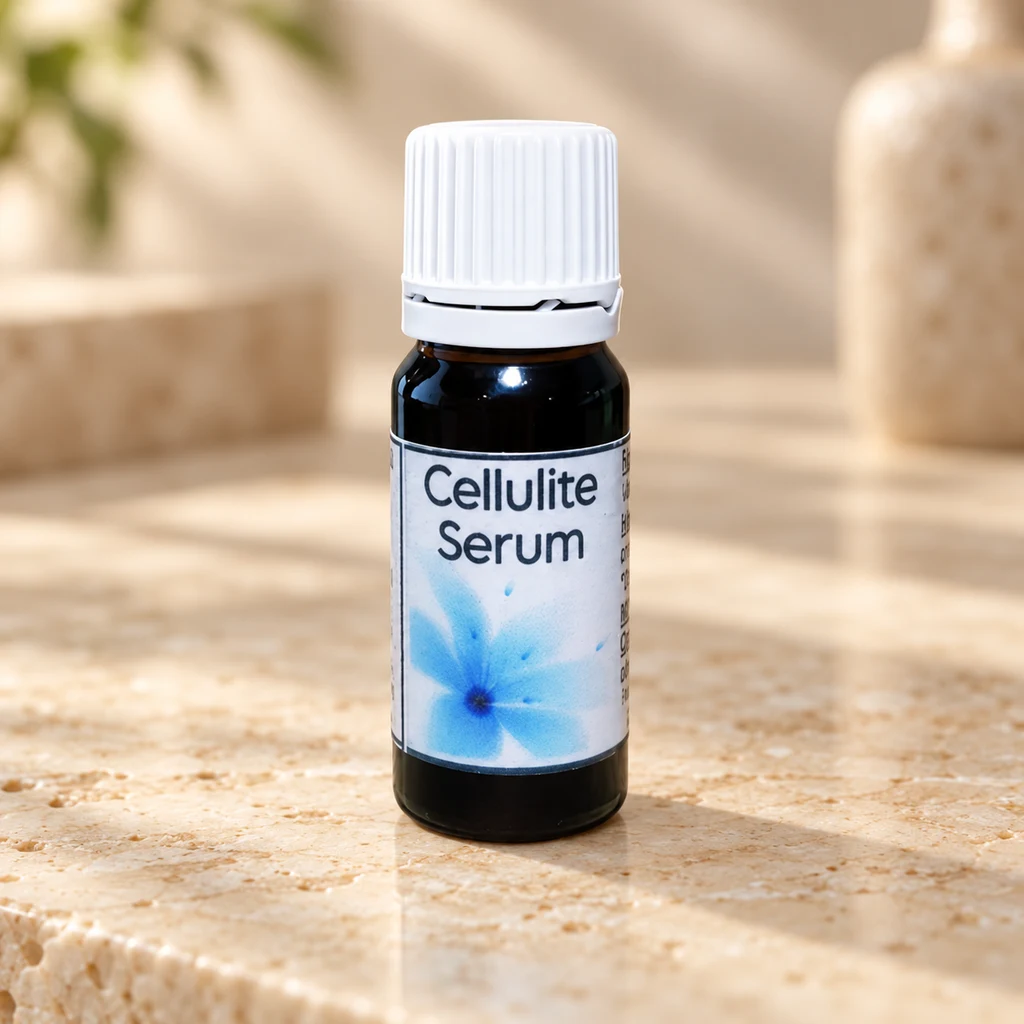 Cellulite Support Serum — Diana's product in a warm stone editorial setting