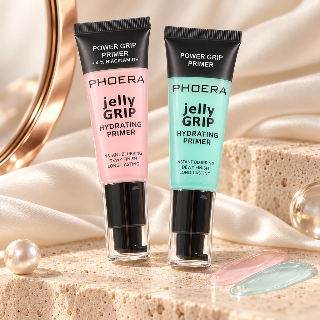 PHOERA Power Grip Primer in original PHOERA packaging, premium Katjiepiering editorial photograph